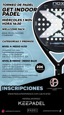 poster del torneo TORNEO KEEPADEL MIÉRCOLES 1 DE NOVIEMBRE & GET INDOOR