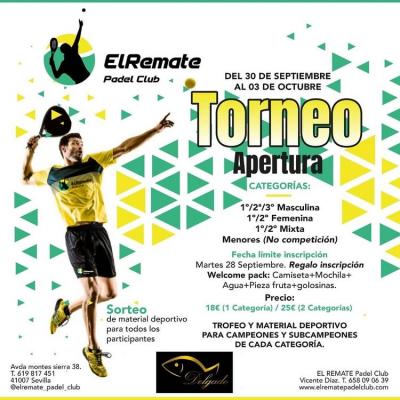 poster del torneo TORNEO APERTURA EL REMATE PÁDEL