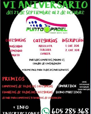 poster torneo VI ANIVERSARIO PUNTO PADEL