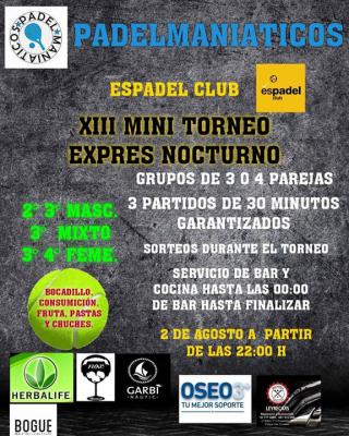 poster del torneo XIII MINI TORNEO EXPRES NOCTURNO