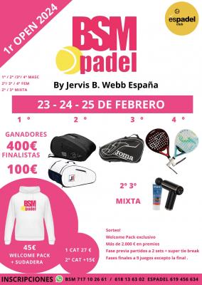 poster del torneo 1R OPEN BSM PADEL BY JERVIS B. WEBB ESPAÑA