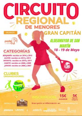 poster del torneo CIRCUITO REGIONAL DE MENORES. PADEL LIVE. VALLADOLID