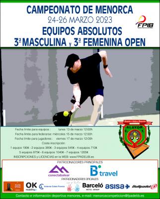 poster torneo CAMPEONATO DE MENORCA POR EQUIPOS ABSOLUTOS DE 3ª