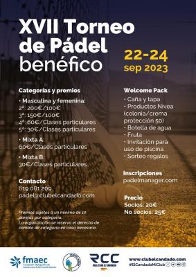 poster torneo XVII TORNEO BENÉFICO DE PÁDEL A BENEFICIO DE FMAEC Y CANDADO SOLIDARIO