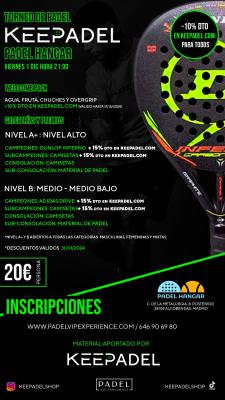 poster del torneo TORNEO KEEPADEL VIERNES 1 DICIEMBRE & HANGAR DEL PÁDEL