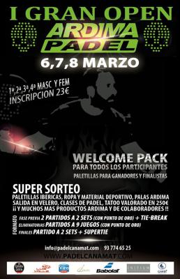 poster del torneo I GRAN OPEN ARDIMA PADEL