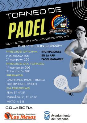 poster torneo TORNEO DE PADEL 24 HORAS DEPORTIVAS