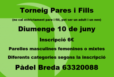 poster del torneo TORNEIG PARES i FILLS