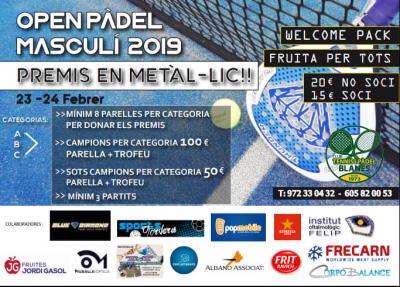 poster del torneo OPEN PÀDEL MASCULÍ 2019