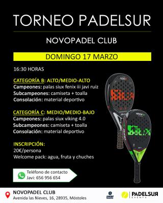 poster del torneo TORNEO PADELSUR CATEGORIAS B Y C