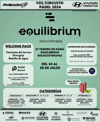 poster torneo IV TORNEO DE PÁDEL EQUILIBRIUM - 5 PRUEBA PUNTUABLE