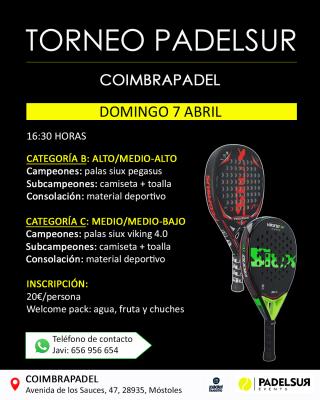 poster del torneo TORNEO PADELSUR CATEGORIAS B Y C