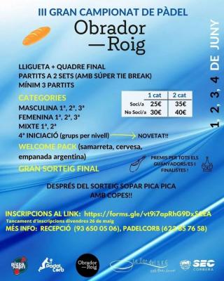 poster torneo III GRAN CAMPIONAT DE PADEL OBRADOR ROIG