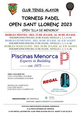 poster del torneo OPEN SANT LLORENÇ 2023