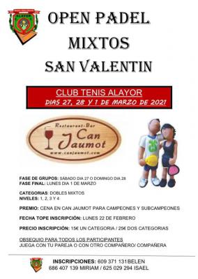 poster del torneo OPEN PADEL MIXTOS SAN VALENTIN