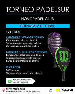 poster torneo TORNEO PADELSUR CATEGORIAS C: MEDIO/MEDIO-BAJO Y D: BAJO