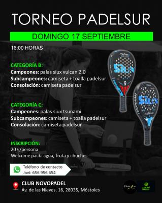 poster del torneo TORNEO PADELSUREVENTS CATEGORIAS B Y C