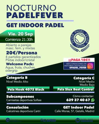 poster del torneo NOCTURNO PADEL FEVER - ABIERTO A PAREJAS MASC, FEM Y MIXTAS