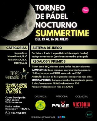 poster del torneo TORNEO DE PADEL NOCTURNO SUMMERTIME