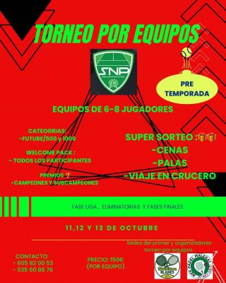 poster torneo I  TORNEIG DE PÁDEL PER EQUIPS PRETEMPORADA SNP