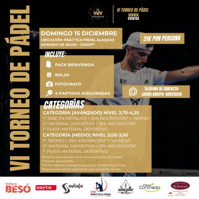 poster del torneo VI TORNEO DE PADEL 15 DE DICIEMBRE