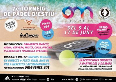 poster torneo 7È TORNEIG DE PÀDEL D’ESTIU