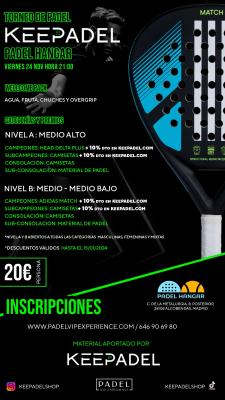 poster del torneo TORNEO KEEPADEL VIERNES 24 NOVIEMBRE & HANGAR DEL PÁDEL