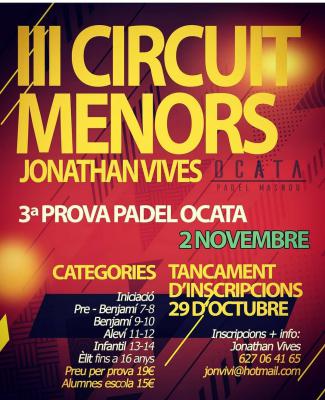 poster del torneo 3A PROVA CIRCUIT MENORS JONATHAN VIVES