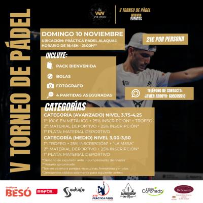 poster del torneo V TORNEO DE PADEL 10 DE NOVIEMBRE