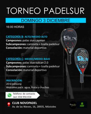 poster del torneo TORNEO PADELSUREVENTS CATEGORIAS B Y C