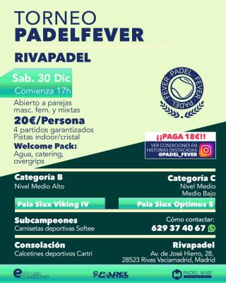 poster del torneo TORNEO PADEL FEVER - ABIERTO A PAREJAS MASC, FEM Y MIXTAS