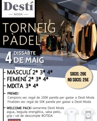 poster torneo TORNEIG DE PADEL DESTÍ MODA