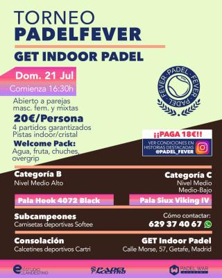 poster del torneo TORNEO PADEL FEVER - ABIERTO A PAREJAS MASC, FEM Y MIXTAS