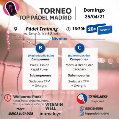 poster del torneo TORNEO TOP PADEL MADRID