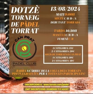 poster del torneo DOTZÈ TORNEIG DE PÁDEL TORRAT