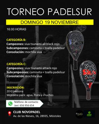 poster del torneo TORNEO PADELSUREVENTS CATEGORIAS B Y C