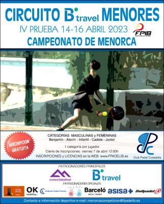 poster torneo IV PRUEBA CIRCUITO - BTRAVEL DE MENORES - CTO. DE MENORCA