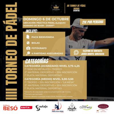 poster del torneo IIII TORNEO DE PADEL 6 DE OCTUBRE