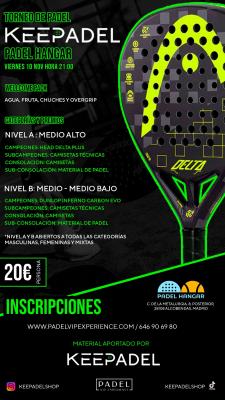 poster del torneo TORNEO KEEPADEL VIERNES 10 NOVIEMBRE & HANGAR DEL PÁDEL