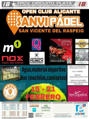 poster del torneo OPEN CLUB ALICANTE SANVI PADEL