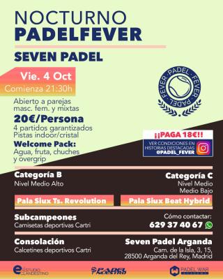 poster del torneo NOCTURNO PADEL FEVER - ABIERTO A PAREJAS MASC, FEM Y MIXTAS