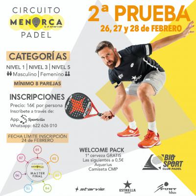 poster del torneo 2ª PRUEBA CIRCUITO MENORCA PADEL BY STARVIE