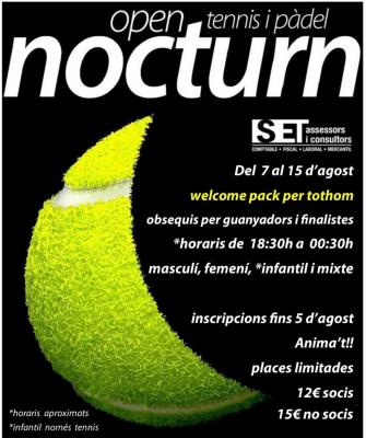 poster torneo XVIII OPEN NOCTURN DE TENNIS I PÀDEL SET ASSESSORS I CONSULTORS