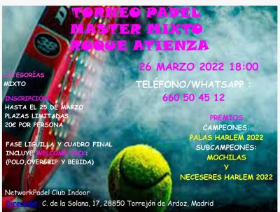 poster del torneo TORNEO PÁDEL MÁSTER MIXTO ROQUE ATIENZA