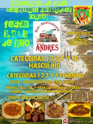 poster del torneo CAMPEONATO DE PADEL RESTAURANTE CASA ANDRES