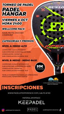 poster del torneo TORNEO KEEPADEL VIERNES 6 OCTUBRE & HANGAR DEL PÁDEL