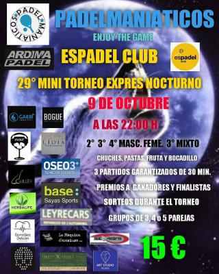 poster del torneo 29º MINI TORNEO EXPRESS NOCTURNO 