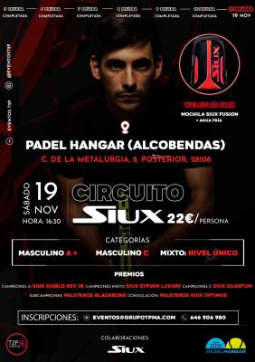 poster del torneo 11ª PRUEBA CIRCUITO SIUX 2022 - SABADO 19 NOVIEMBRE & HANGAR (ALCOBENDAS)