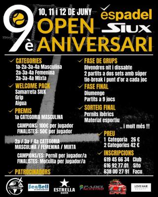 poster del torneo OPEN 9È ANIVERSARI ESPADEL