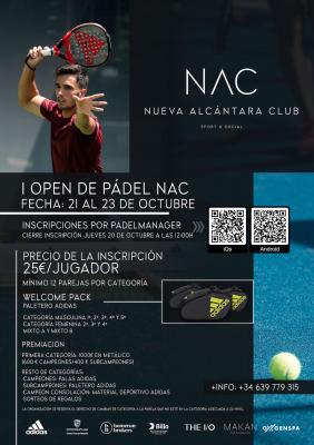 poster del torneo I OPEN DE PÁDEL ADIDAS NAC